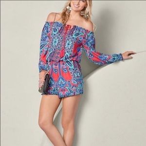 VENUS Vibrant Paisley Off-Shoulder Romper
